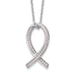 Sterling Silver Brilliant Embers Rhodium-Plated 38 Stone 18 Inch Micro Pav Pink Cz Awareness Ribbon Necklace With 2 Extender