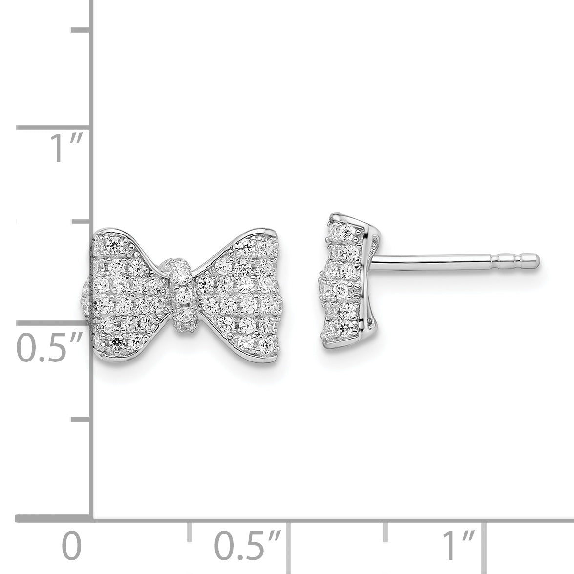 Sterling Silver Brilliant Embers Rhodium-Plated 102 Stone Micro Pav Cz Bow Post Earrings