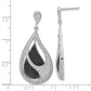 Sterling Silver Ture Fire Black And Clear Cz Teardrop Post Dangle Earrings