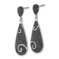 Sterling Silver True Fire Swirl Accent Black Cz Teardrop Post Dangle Earrings