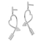 Sterling Silver Brilliant Embers Rhodium-Plated 54 Stone Micro Pav Cz Arrow Heart Dangle Post Earrings