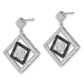 Sterling Silver True Fire Black & Clear Cz Square Design Dangle Earrings