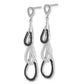 Sterling Silver True Fire Black & Clear Cz Teardrop Dangle Post Earrings