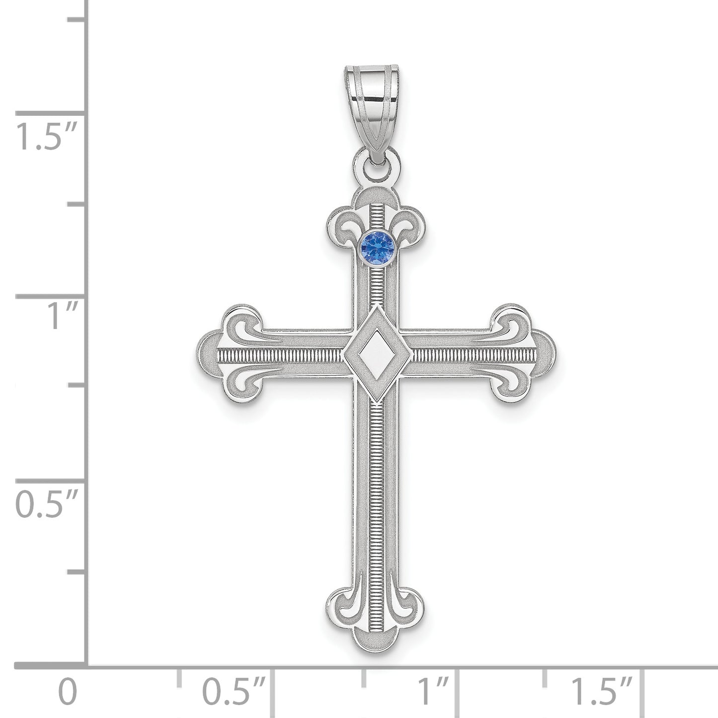 Sterling Silver Rh-Plt Crystal Family Cross Pendant