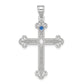 Sterling Silver Rh-Plt Crystal Family Cross Pendant