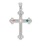 Sterling Silver Rh-Plt/14K Bezel Crystal Family Cross Pendant