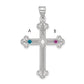 Sterling Silver Rh-Plt Crystal Family Cross Pendant