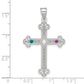 Sterling Silver Rh-Plt Crystal Family Cross Pendant