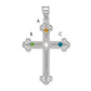 Sterling Silver Rh-Plt Crystal Family Cross Pendant