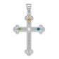 Sterling Silver Rh-Plt Crystal Family Cross Pendant