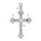 Sterling Silver Rh-Plt/14K Bezel Crystal Family Cross Pendant