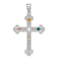 Sterling Silver Rh-Plt/14K Bezel Crystal Family Cross Pendant