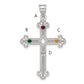 Sterling Silver Rh-Plt Crystal Family Cross Pendant