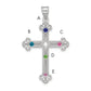 Sterling Silver Rh-Plt Crystal Family Cross Pendant