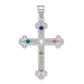 Sterling Silver Rh-Plt Crystal Family Cross Pendant