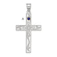 Sterling Silver Rh-Plt/14K Bezel Crystal Family Cross Pendant