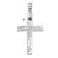 Sterling Silver Rh-Plt Crystal Family Cross Pendant