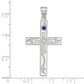 Sterling Silver Rh-Plt Crystal Family Cross Pendant