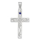 Sterling Silver Rh-Plt Crystal Family Cross Pendant