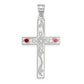 Sterling Silver Rh-Plt/14K Bezel Crystal Family Cross Pendant