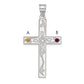 Sterling Silver Rh-Plt Crystal Family Cross Pendant