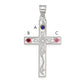 Sterling Silver Rh-Plt/14K Bezel Crystal Family Cross Pendant