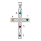 Sterling Silver Rh-Plt Crystal Family Cross Pendant