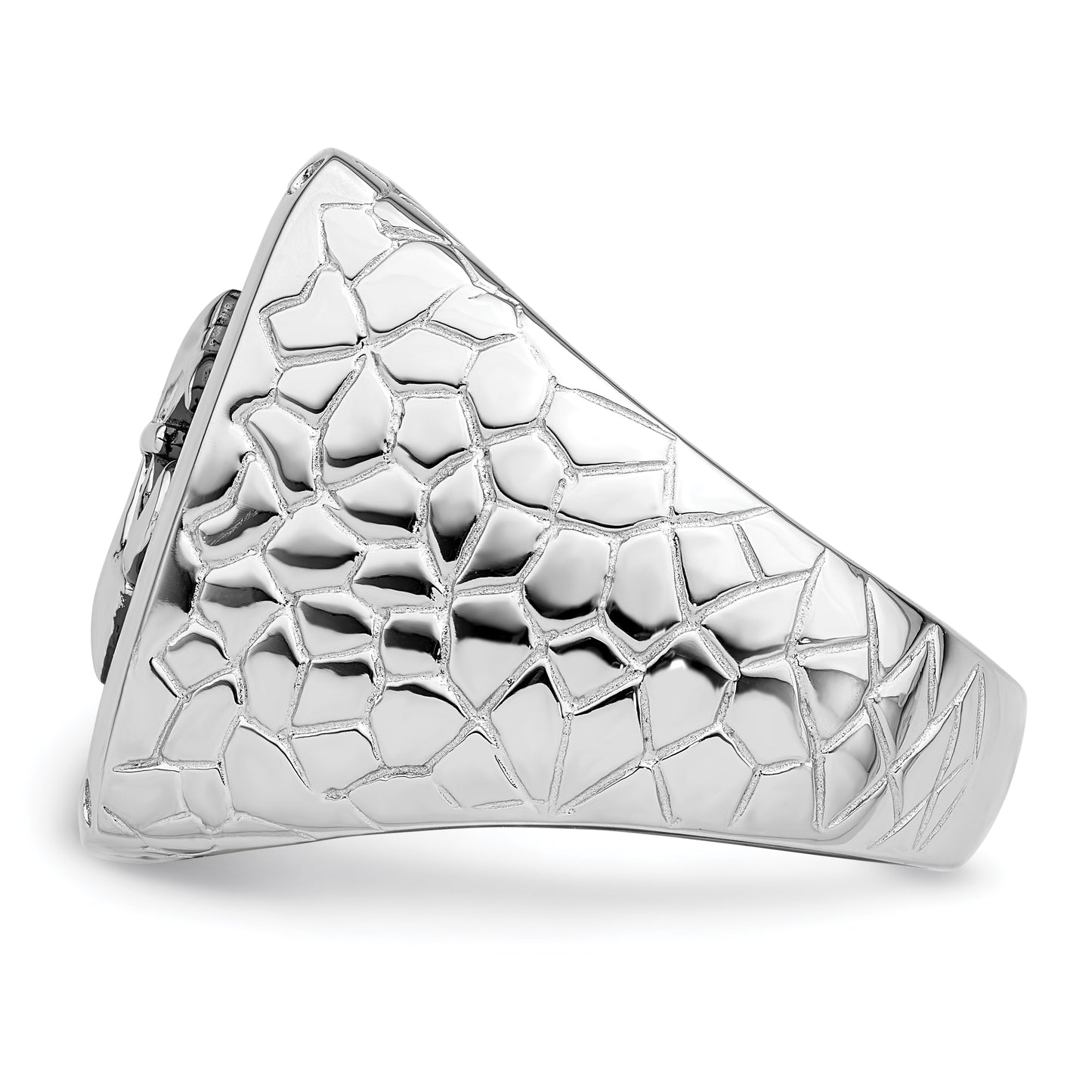 Sterling Silver Brilliant Embers Rhodium-Plated 62 Stone Black Micro Pav Cz Fleur De Lis Men'S Ring