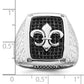 Sterling Silver Brilliant Embers Rhodium-Plated 62 Stone Black Micro Pav Cz Fleur De Lis Men'S Ring