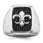 Sterling Silver Brilliant Embers Rhodium-Plated 62 Stone Black Micro Pav Cz Fleur De Lis Men'S Ring