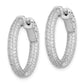 Sterling Silver Shimmer Rhodium-Plated 200 Stone Pav 1.1mm Cz In And Out Round Hinged Hoop Earrings