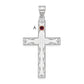 Sterling Silver Rh-Plt/14K Bezel Crystal Family Cross Pendant