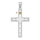 Sterling Silver Rh-Plt Crystal Family Cross Pendant