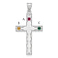 Sterling Silver Rh-Plt Crystal Family Cross Pendant