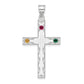 Sterling Silver Rh-Plt Crystal Family Cross Pendant