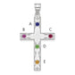 Sterling Silver Rh-Plt Crystal Family Cross Pendant