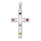 Sterling Silver Rh-Plt Crystal Family Cross Pendant