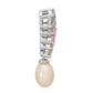 Sterling Silver Fancy Simulated Pearl And Cz Chain Slide Pendant