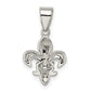 Sterling Silver Rhodium-Plated Cz Fleur De Lis Pendant