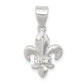 Sterling Silver Rhodium-Plated Cz Fleur De Lis Pendant