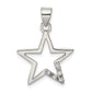 Sterling Silver Rhodium-Plated Cz Star Pendant