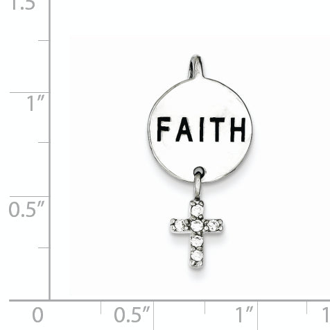 Sterling Silver Rhdoium Plated Faith Cz Cross Pendant