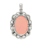 Sterling Silver Antiqued Marcasite Plastic Pink Cameo Pendant