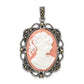 Sterling Silver Antiqued Marcasite Plastic Pink Cameo Pendant