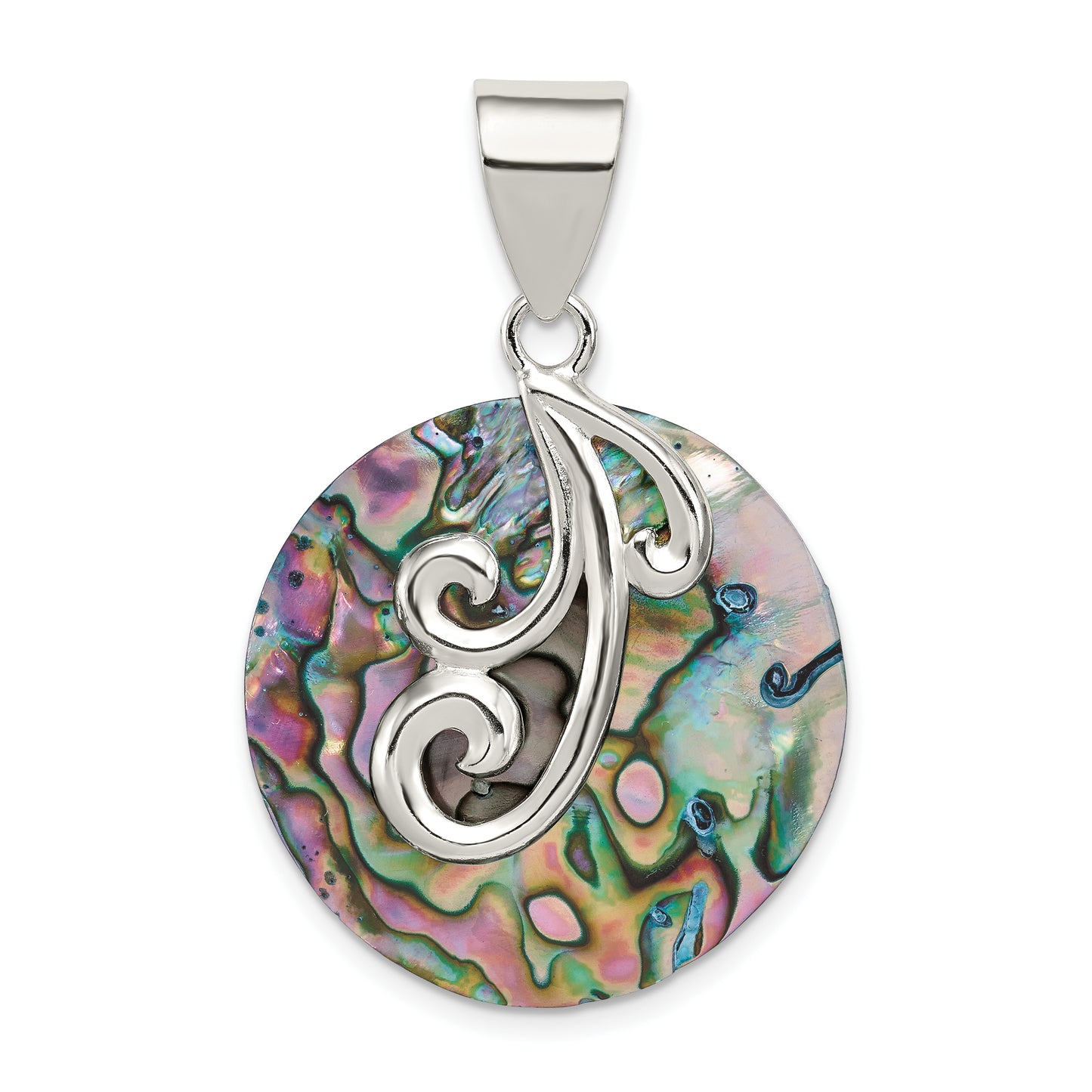 Sterling Silver Round Abalone Pendant