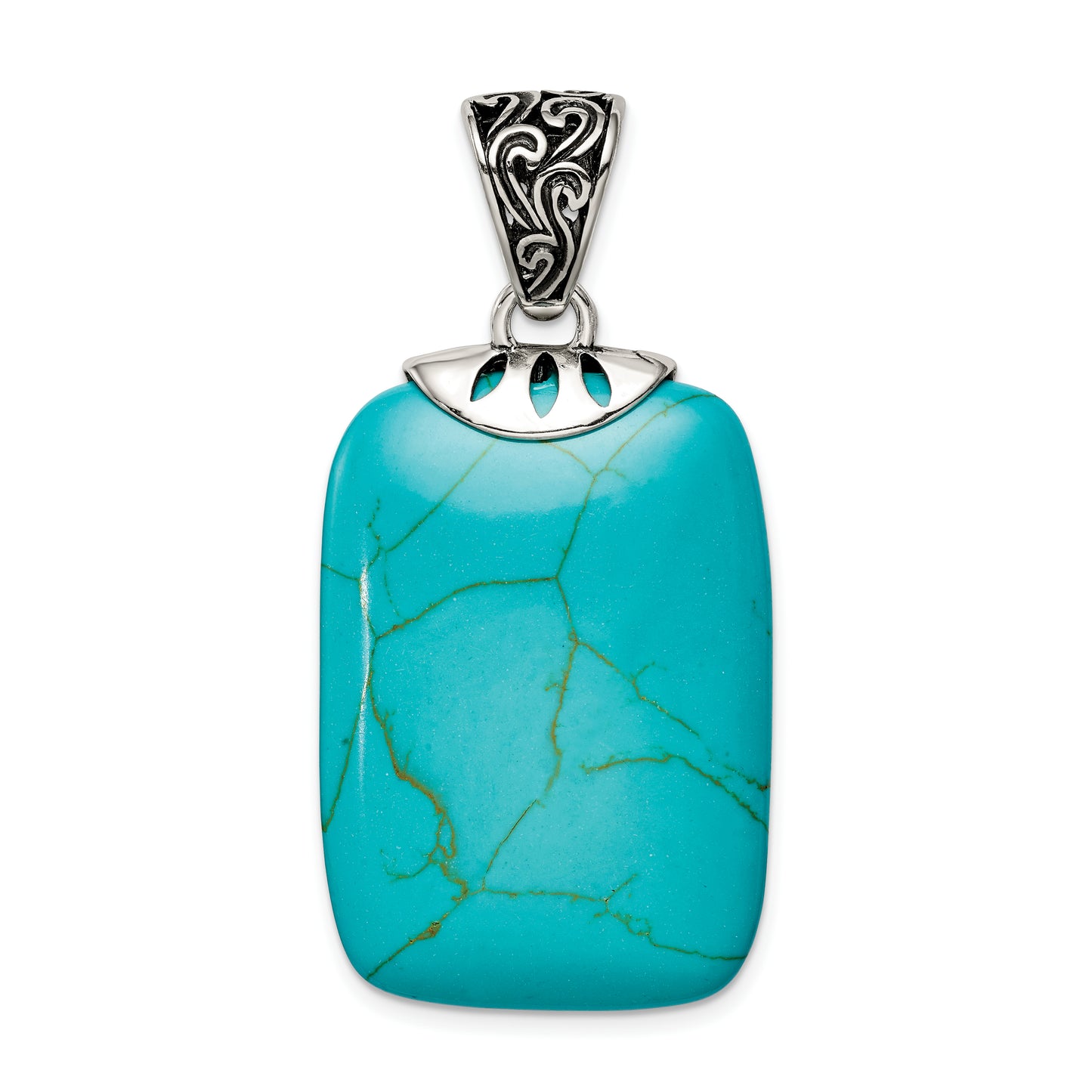 Sterling Silver Antiqued Turquoise Pendant