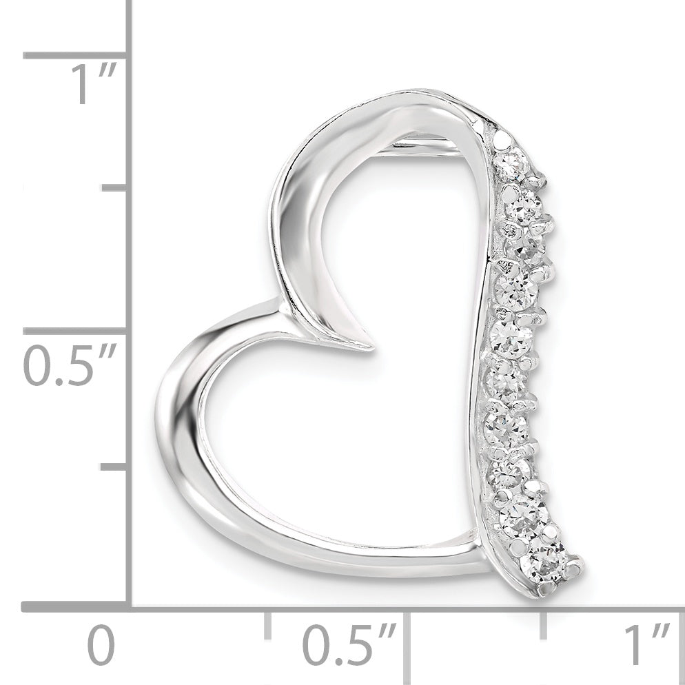 Sterling Silver Cz Heart Slide Pendant