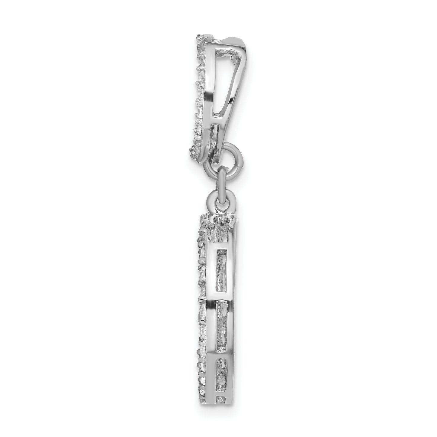 Sterling Silver Cz Chain Slide Pendant