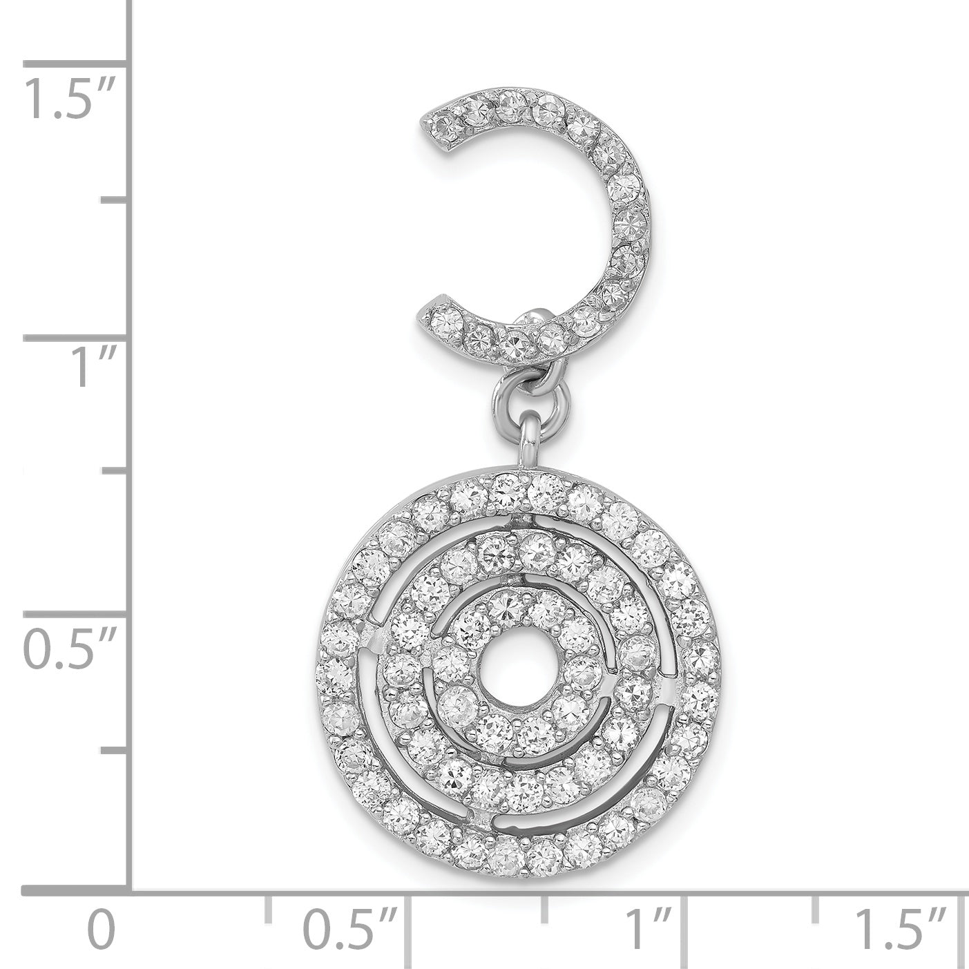 Sterling Silver Cz Chain Slide Pendant