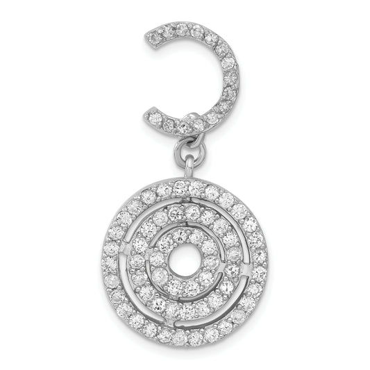 Sterling Silver Cz Chain Slide Pendant